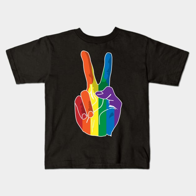 Sign of Peace (Rainbow Hand) Kids T-Shirt by Eldritch Tree